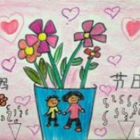 画束鲜花送妈妈三八妇女节幼儿画