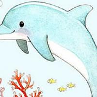 可爱的小海豚海底世界儿童画
