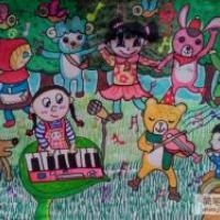 儿童画森林音乐会