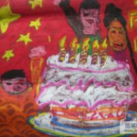 献给祖国的生日蛋糕,庆祝国庆节日儿童画