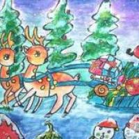 庆祝圣诞节儿童画水粉画作品