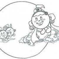 中秋节嫦娥和玉兔简笔画图片 可爱卡通嫦娥和玉兔简笔画