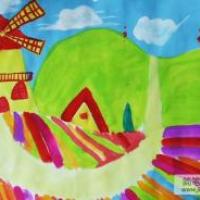 儿童画彩色的风车