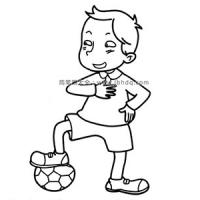 小男孩踢足球简笔画图片