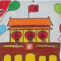 小学生国庆节儿童画-祖国六十五岁生日