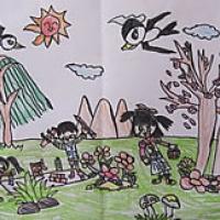 春天里的郊游儿童画作品欣赏