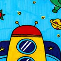火箭飞船太空儿童画作品