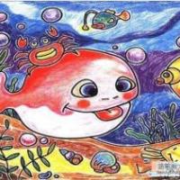 海底世界儿童画：可爱的鲸鱼