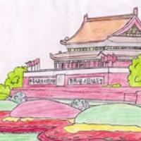 庆祝建国70周年儿童画-国庆节天安门城