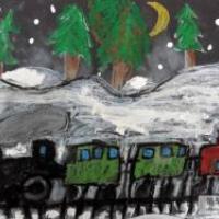 行动的火车冬天儿童画作品在线看